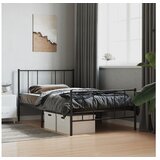 vidaXL Metalni okvir kreveta uzglavlje i podnožje crni 100x190 cm - Crna 100 x 190 cm s uzglavljem i podnožjem | shoptok.hr