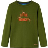 vidaXL Otroška majica z dolgimi rokavi potisk Little Monkey temno kaki 92 Cene