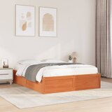 Maison Chic Posteljni okvir - Dvoposteljna postelja - Zakonska postelja brez vzmetnice voščeno rjav 140x190 cm borovina-J13396, (21763011) | Shoptok.si