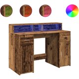 Maison Chic Pisalna miza - pisarniška miza - Računalniška miza z LED lučkami starinski les 120x55x91 cm inž. les, (21785169) Cene