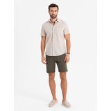 Ombre Men's knit shorts with rolled up legs - olive | Eponuda.ba