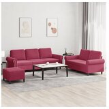 vidaXL 3-dijelni set sofa s jastucima crvena boja vina baršunasti | shoptok.hr