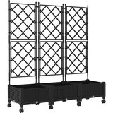 Vrtni saksija s rešetkom i kotačima 3 kom. Crna PP - Crna 120 x 40 x 125 5 cm s kotačima | shoptok.hr