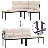  5-dijelni set vrtnih sofa s jastucima čelik obložen prahom crni | shoptok.hr