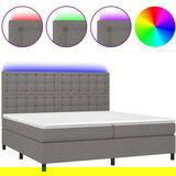  Krevet box spring s madracem LED tamnosivi 200x200 cm tkanina | shoptok.hr