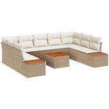 vidaXL 10-dijelni set vrtnih sofa s jastučićima Bež Poli ratan Akacija | shoptok.hr
