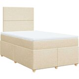 vidaXL Box spring postelja z vzmetnico krem 120x200 cm blago, (21308220) | Shoptok.si