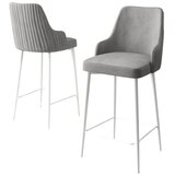 Hanah home set od 4 barskih stolica Tera, siva tkanina Babyface, bele metalne noge | Eponuda.com