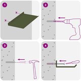  Ležeča polica 4 pcs Oljčno zelena 30 x 18 x 2,5 cm Jeklo, (5000200892) | Shoptok.si