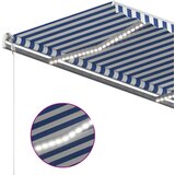 Tenda na ručno uvlačenje s LED svjetlom 450x350 cm plavo-bijela | Eponuda.com
