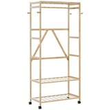  Stalak za odjeću s policama i kotačima 90x40x179,5 cm bambus | shoptok.hr