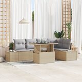 vidaXL 6-dijelni Vrtni Sofa Set s Jastučićima Bež Poli Ratan Cijene