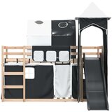  Krevet na kat s toboganom i zavjesama bijelo-crni 90 x 190 cm | shoptok.hr