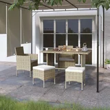 vidaXL 4-dijelni set vrtnih stolica i stolaca od poliratana bež