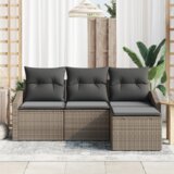 vidaXL 4-dijelni Vrtni Kauč Set s Jastučićima Sivi Poli Ratan | shoptok.hr