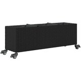  Vrtna sadilica s kotačima 3 posude crna 107x32x38 cm poliratan | shoptok.hr