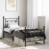 Maison Chic Kovinski Posteljni okvir - Enojna postelja - Postelja za odrasle z vzglavjem in vznožjem črn 80x200 cm, (21696598) | Shoptok.si