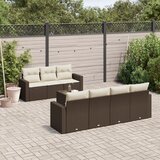  8-dijelni set vrtnih sofa s jastucima smeđi od poliratana | shoptok.hr