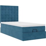  Otomanski posteljni okvir z vzmetnicami moder 80x200cm žamet | Shoptok.si