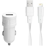  Avto polnilec RivaPower VA4215 WD2 White 1A / 1xUSB + kabel MFi Lightning 1.2m Cene