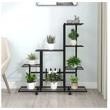  Stojalo za rože s kolesi 94,5x25x92,5 cm črno kovinsko | Shoptok.si