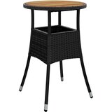  Vrtni stol Ø 60 x 75 cm od bagremovog drva i poliratana crni | shoptok.hr