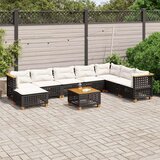  9-dijelni set vrtnih sofa s jastucima crni od poliratana | shoptok.hr
