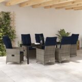 vidaXL 7-delni set za zunanjo jedilnico z blazinami siva poliratan | Shoptok.si