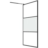 Pregrada za tuš 115 x 195 cm s napola mutnim staklom ESG crna | Eponuda.ba
