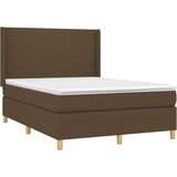 Krevet box spring s madracem LED tamnosmeđi 140x190 cm tkanina | shoptok.hr