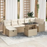 vidaXL 8-delni vrtni sofaset z blazinami bež poli ratan | Shoptok.si