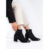 VINCEZA Black suede women's ankle boots on post Cene