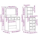  Set toaletnog stola s 2 komada s LED dimljenim hrastovim drvom | shoptok.hr