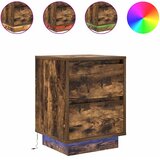  Noćni ormarić s LED svjetlima boja dimljenog hrasta 38x34x50 cm | shoptok.hr