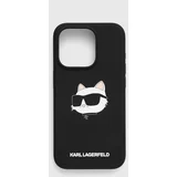 Karl Lagerfeld Etui za telefon iPhone 15 Pro 6.1 črna barva, KLHMP15LSCHPPLK
