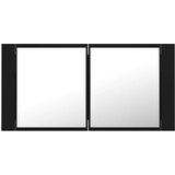 vidaXL LED kopalniška omarica z ogledalom črna 90x12x45 cm | Shoptok.si