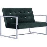 Maison Chic kavč - Sofa - Kanape dvosed z naslonjali za roke temno zelen krom in žamet, (21727529) Cene