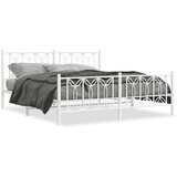 vidaXL Kovinski posteljni okvir z vzglavjem in vznožjem bel 180x200 cm | Shoptok.si