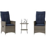 Bistro set od 3 komada s jastucima, sivi poliratan | shoptok.hr