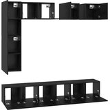  Set TV komoda 8 kom. Crni hrast Konstruirano drvo Crna 190,5 x 28,5 x 151 cm | shoptok.hr