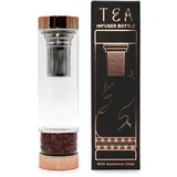 Steklenička za čaj s kristali – Rdeči jaspis, 500 ml - Red Jasper, Glass, Metal - Rojstni dan - Dan žena - Za 30 let