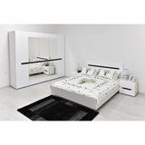  Spavaće Sobe LINDA BIJELA VISOKI SJAJ ormar sa ogledalom + krevet + 2xnoćnik | Eponuda.ba