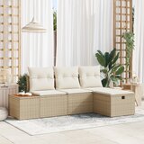 vidaXL 4-delni vrtni kavč set z blazinami, bež poli ratan | Shoptok.si