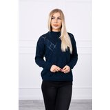 Kesi Sweater with high neckline and diamond pattern dark blue | shoptok.hr