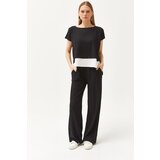 Olalook Women's Black Top Blouse Bottom Trousers Suit Cene