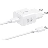 Samsung stenski polnilec z enim USB-C vhodom 25W in priloženim USB-C v USB-C kablom bele barve dolžine 1m EP-T2510EWE + EP-DN980BWE (OEM pakiranje) Cene