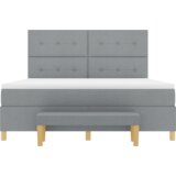  Postelja s skrinjo z vzmetnico in klopjo svetlo siva 180x200 cm tkanina, (22083697) | Shoptok.si