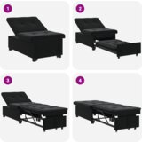 vidaXL Raztegljiva Sedežna Garnitura 3-v-1 Izvlečna Črna Žamet | Shoptok.si