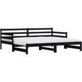  The Living Store Izvlečna dnevna postelja črna 90x200 cm trdna borovina - Izvlečna Dnevna Postelja, (21448803) | Shoptok.si