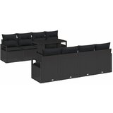 vidaXL 9-delni vrtni set sofa z blazinami Črna poli ratan, 2-sedežna vrtna sofa z shrambo in blazinami Črna poli ratan | Shoptok.si